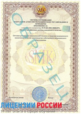 Образец сертификата соответствия (приложение) Печора Сертификат ISO 13485